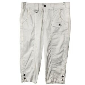 Style & Co White Cargo Capris 10 Cotton Stretch Utility Safari Costal Minimalist